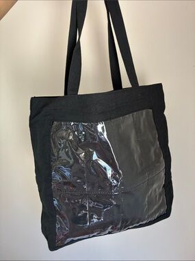 Black Vinyl & Canvas Tote Bag
